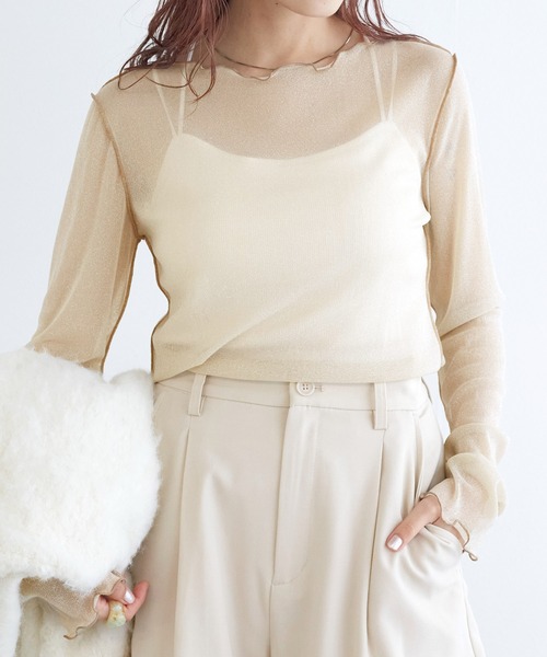 w closet（ダブルクローゼット）の「ラメメッシュプルオーバー（Tシャツ/カットソー・レディース・キナリ/グレー/オフホワイト・FREE）」の22枚目の写真