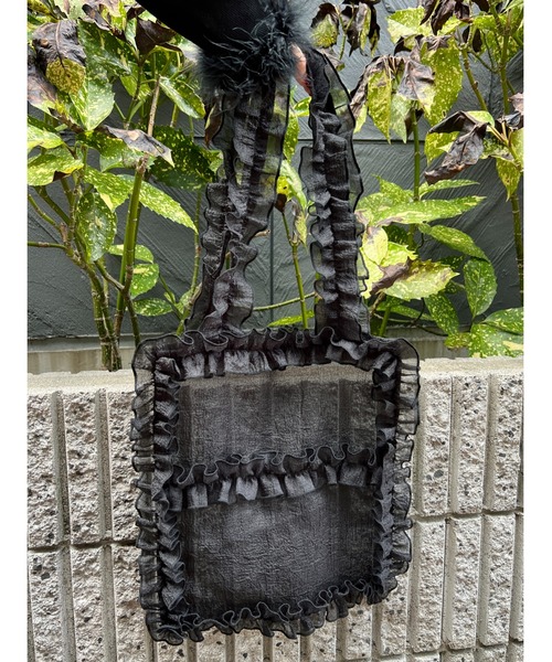 WC（ダブル シー）の「シアーフリルトートバッグ（トートバッグ・レディース・ピンク/ホワイト/ブラック・FREE）」の7枚目の写真