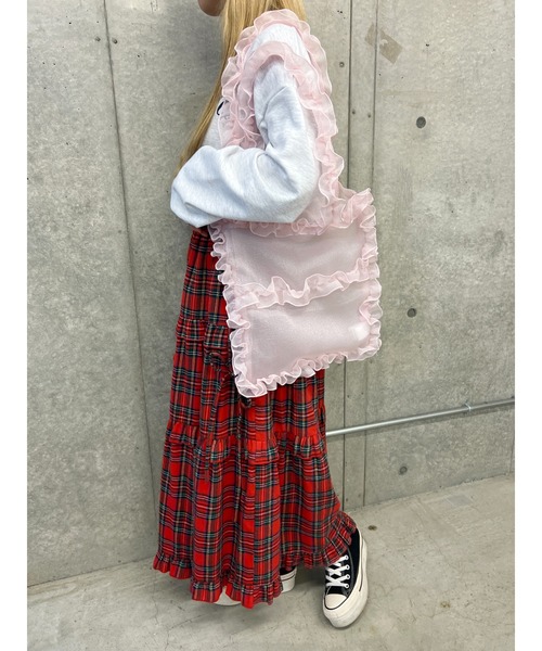 WC（ダブル シー）の「シアーフリルトートバッグ（トートバッグ・レディース・ピンク/ホワイト/ブラック・FREE）」の10枚目の写真