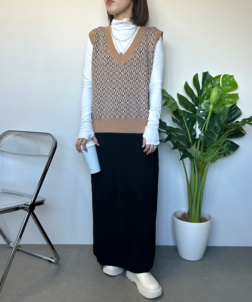 CRB（シーアールビー）の「レトロ柄ベスト（ベスト・レディース・グリーン/ブラック/ベージュ・F）」の15枚目の写真