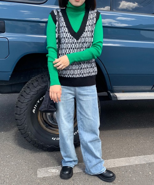 CRB（シーアールビー）の「レトロ柄ベスト（ベスト・レディース・グリーン/ブラック/ベージュ・F）」の19枚目の写真