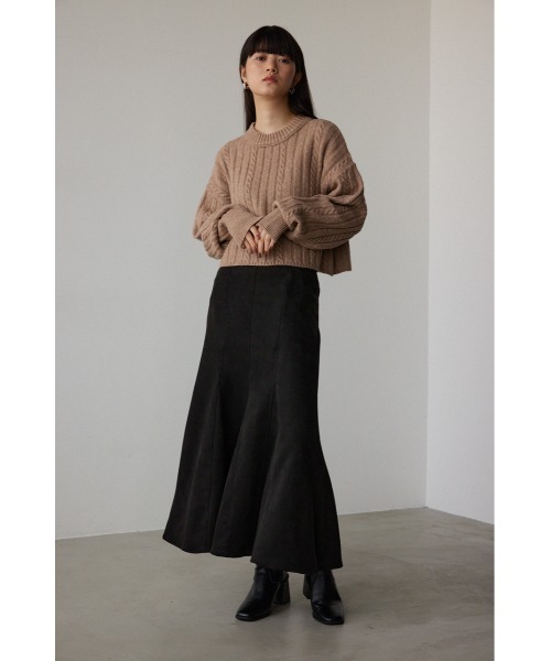 AZUL by moussy（アズールバイマウジー）の「フェイクスエードマーメイドスカート（スカート・レディース・ブラック/ライトベージュ・MEDIUM/SMALL）」の5枚目の写真