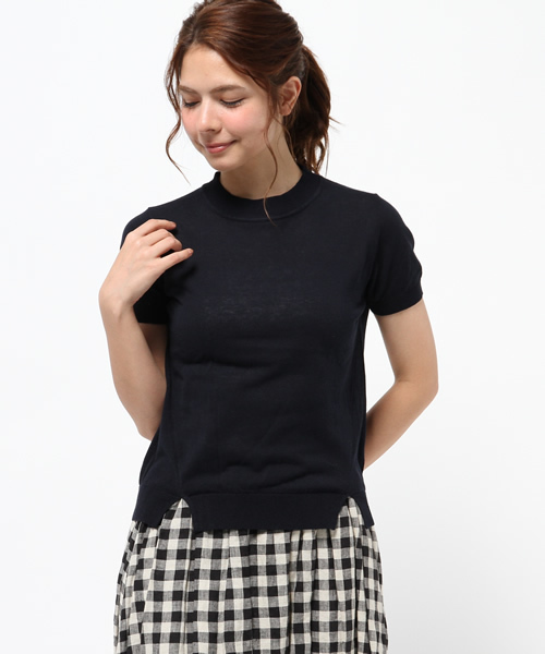 OUTLET（アウトレット）の「【mystic】カラフルショートニットプルオーバー（ニット/セーター・レディース・ピンク/オフホワイト/サックスブルー/ネイビー・FREE）」の2枚目の写真