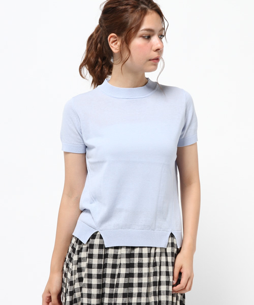 OUTLET（アウトレット）の「【mystic】カラフルショートニットプルオーバー（ニット/セーター・レディース・ピンク/オフホワイト/サックスブルー/ネイビー・FREE）」の3枚目の写真