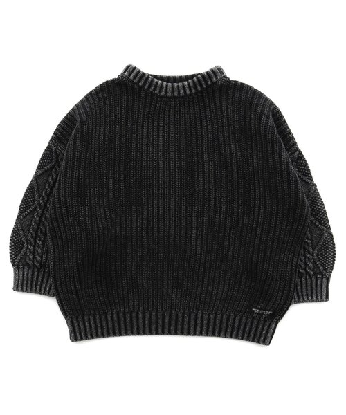 F.O.KIDS(エフオーキッズ)の「ガーメントダイリブニット(編地切替)(ニット/セーター・キッズ・キナリ/ブルー/チャコール/ライム/オレンジ・100/90/95/110/120/130/150/80/140)」の3枚目の写真