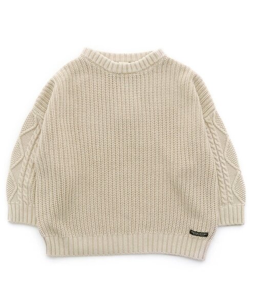 F.O.KIDS(エフオーキッズ)の「ガーメントダイリブニット(編地切替)(ニット/セーター・キッズ・キナリ/ブルー/チャコール/ライム/オレンジ・100/90/95/110/120/130/150/80/140)」の2枚目の写真