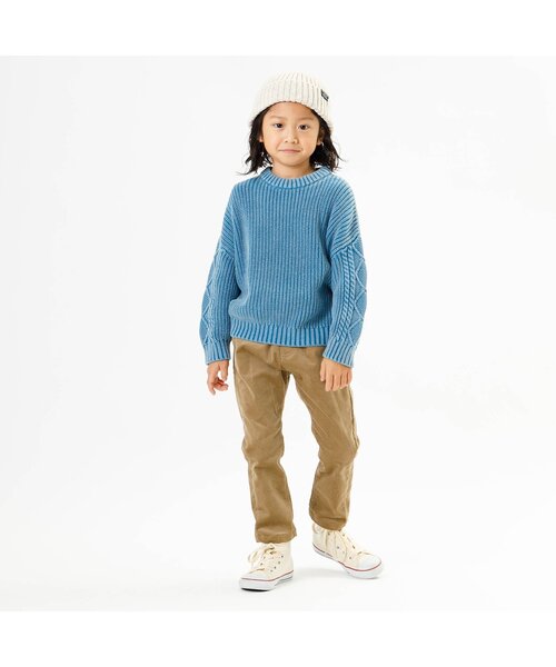 F.O.KIDS(エフオーキッズ)の「ガーメントダイリブニット(編地切替)(ニット/セーター・キッズ・キナリ/ブルー/チャコール/ライム/オレンジ・100/90/95/110/120/130/150/80/140)」の6枚目の写真