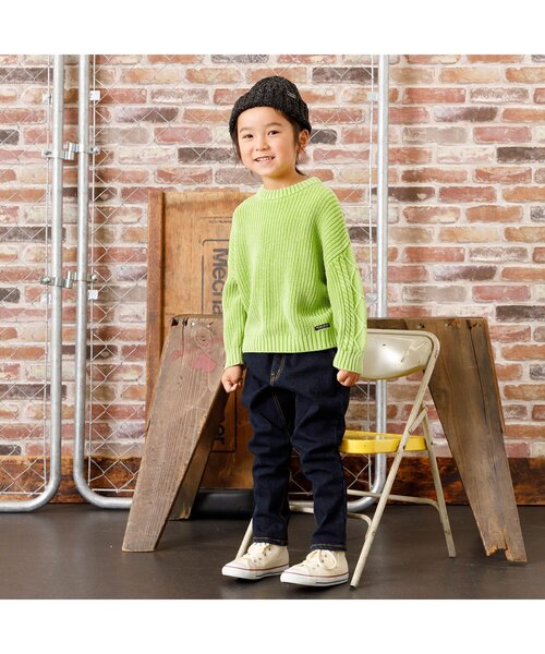 F.O.KIDS(エフオーキッズ)の「ガーメントダイリブニット(編地切替)(ニット/セーター・キッズ・キナリ/ブルー/チャコール/ライム/オレンジ・100/90/95/110/120/130/150/80/140)」の8枚目の写真