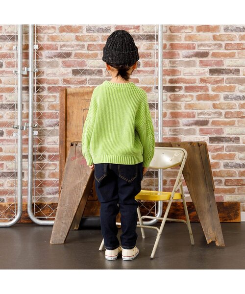 F.O.KIDS(エフオーキッズ)の「ガーメントダイリブニット(編地切替)(ニット/セーター・キッズ・キナリ/ブルー/チャコール/ライム/オレンジ・100/90/95/110/120/130/150/80/140)」の9枚目の写真