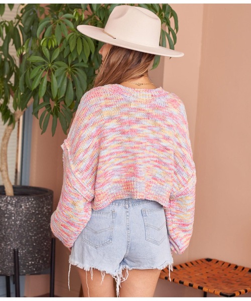 anap mimpi（アナップミンピ）の「アーム切替クロップド丈MIXスラブニット（ニット/セーター・レディース・グレー/ピンク・FREE）」の22枚目の写真