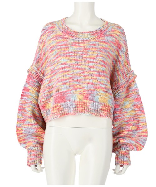 anap mimpi（アナップミンピ）の「アーム切替クロップド丈MIXスラブニット（ニット/セーター・レディース・グレー/ピンク・FREE）」の11枚目の写真