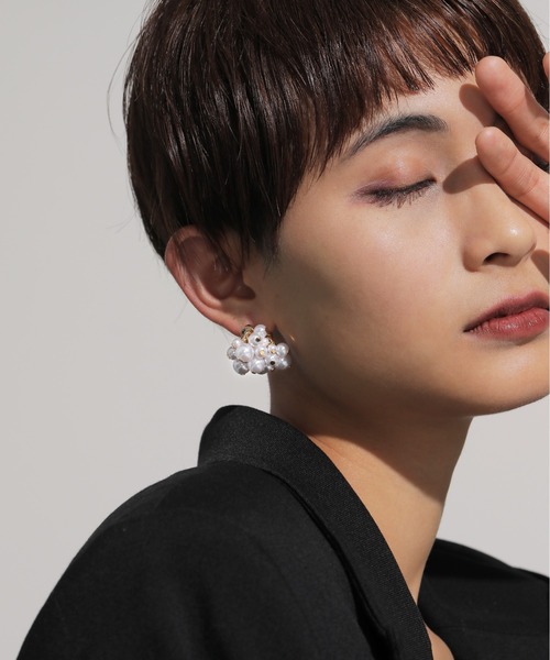 voov（ブーブ）の「パール メタル ボール つぶつぶ ボリュームピアス（ピアス（両耳用）・レディース・アイボリー/シルバー/ゴールド・フリー）」の16枚目の写真