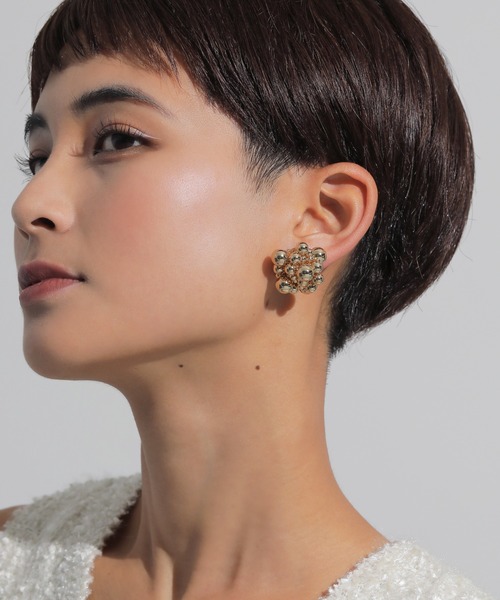 voov（ブーブ）の「パール メタル ボール つぶつぶ ボリュームピアス（ピアス（両耳用）・レディース・アイボリー/シルバー/ゴールド・フリー）」の18枚目の写真