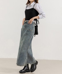 DAY CLOSET | レディース ヴィンテージライクカットオフデニムマーメイドスカート(デニムスカート)