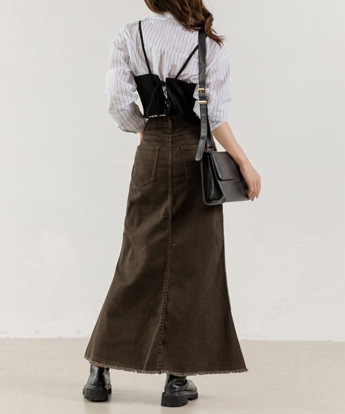 DAY CLOSET(デイ クローゼット)の「レディース ヴィンテージライクカットオフデニムマーメイドスカート(デニムスカート・レディース・ダークブラウン/ブルー系その他・L/S/M)」の7枚目の写真