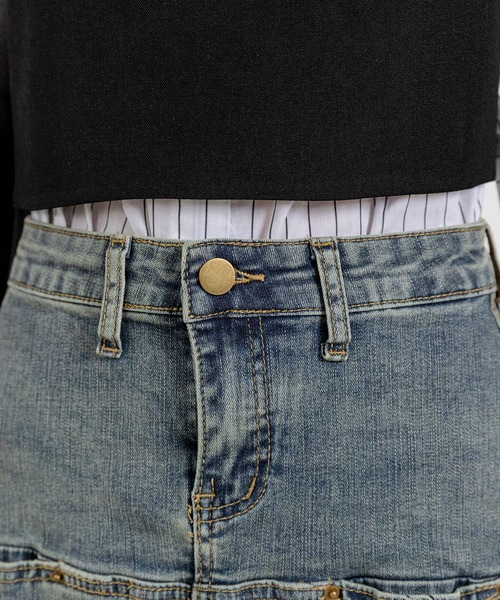 DAY CLOSET(デイ クローゼット)の「レディース ヴィンテージライクカットオフデニムマーメイドスカート(デニムスカート・レディース・ダークブラウン/ブルー系その他・L/S/M)」の16枚目の写真