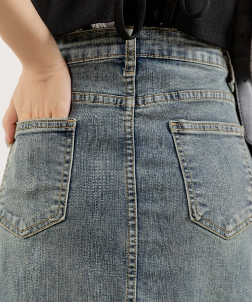 DAY CLOSET(デイ クローゼット)の「レディース ヴィンテージライクカットオフデニムマーメイドスカート(デニムスカート・レディース・ダークブラウン/ブルー系その他・L/S/M)」の18枚目の写真