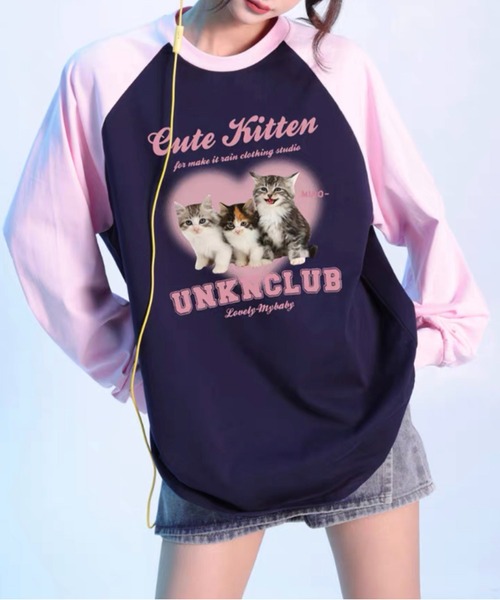 Chick（チック）の「▲キャットリンガーTシャツ（Tシャツ/カットソー・レディース・ピンク・M/L）」の2枚目の写真