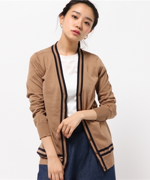 MACKINTOSH PHILOSOPHY（ﾏｯｷﾝﾄｯｼｭ ﾌｨﾛｿﾌｨｰ）の「【ウォッシャブル】ガスコットンVネックニットカーディガン（カーディガン/ボレロ・レディース・ネイビー/ワイン/ブラウン系その他/ダークネイビー・38）」の2枚目の写真