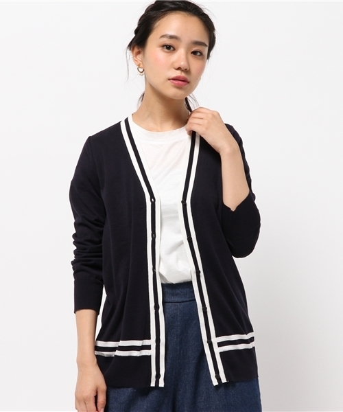 MACKINTOSH PHILOSOPHY（ﾏｯｷﾝﾄｯｼｭ ﾌｨﾛｿﾌｨｰ）の「【ウォッシャブル】ガスコットンVネックニットカーディガン（カーディガン/ボレロ・レディース・ネイビー/ワイン/ブラウン系その他/ダークネイビー・38）」の3枚目の写真