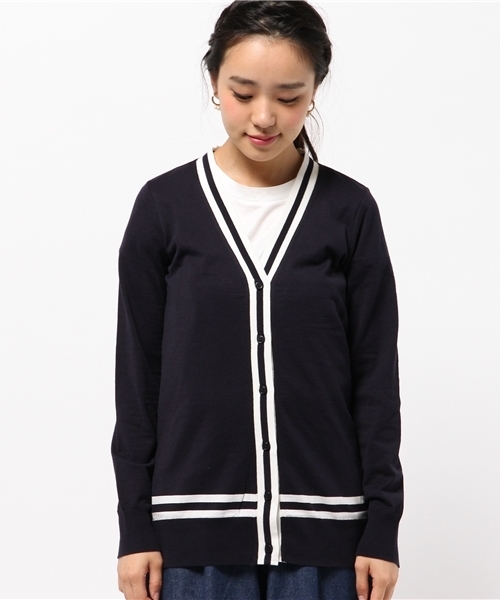 MACKINTOSH PHILOSOPHY（ﾏｯｷﾝﾄｯｼｭ ﾌｨﾛｿﾌｨｰ）の「【ウォッシャブル】ガスコットンVネックニットカーディガン（カーディガン/ボレロ・レディース・ネイビー/ワイン/ブラウン系その他/ダークネイビー・38）」の6枚目の写真