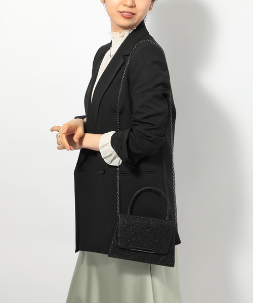 SETUP7（セットアップセブン）の「【SETUP7】2WAYショルダーチェーン付きオケージョンバッグ ラメパーティーバッグ KNF049（ハンドバッグ・レディース・シルバー/ブラック/ゴールド・FREE）」の7枚目の写真
