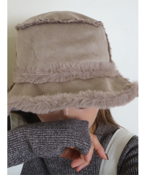 TRUNC（トランクエイティーエイト）の「2WAY Mouton Backet Hat（ハット・レディース・グレイッシュベージュ・FREE）」の2枚目の写真
