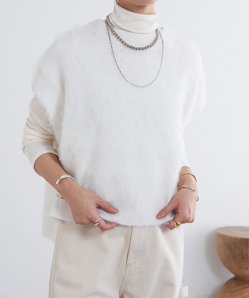 SHENERY（シーナリー）の「起毛ニットベスト（ベスト・レディース・オフホワイト/グレー/ブラック・FREE）」の2枚目の写真