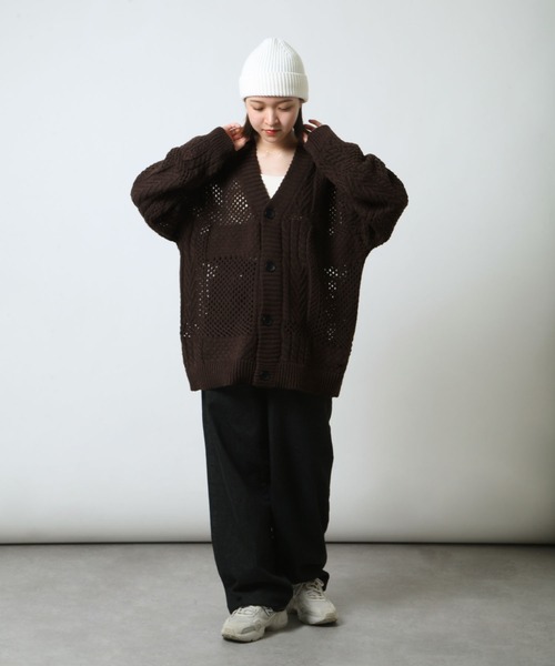 __gram.(スペースグラム)の「【_gram.】 編み地 切替 透かし JQD ニット カーディガン(カーディガン/ボレロ・メンズ・ブラック/ブラウン/グレー・MEDIUM/LARGE)」の11枚目の写真