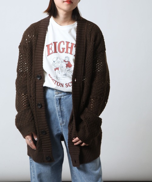 __gram.(スペースグラム)の「【_gram.】 編み地 切替 透かし JQD ニット カーディガン(カーディガン/ボレロ・メンズ・ブラック/ブラウン/グレー・MEDIUM/LARGE)」の8枚目の写真