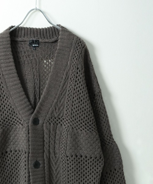 __gram.(スペースグラム)の「【_gram.】 編み地 切替 透かし JQD ニット カーディガン(カーディガン/ボレロ・メンズ・ブラック/ブラウン/グレー・MEDIUM/LARGE)」の20枚目の写真