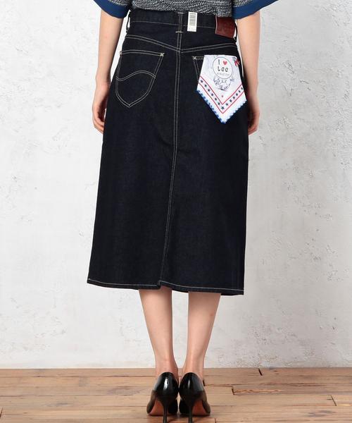Lee（リー）の「Lee（リー）ミモレDENIM スカート ◆（デニムスカート・レディース・ネイビー・SMALL/MEDIUM）」の7枚目の写真