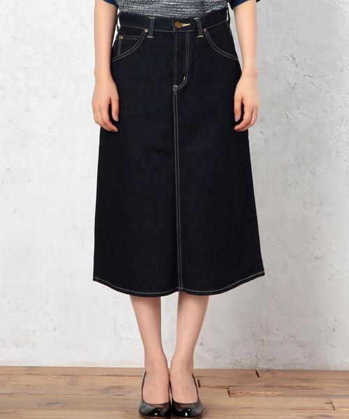 Lee（リー）の「Lee（リー）ミモレDENIM スカート ◆（デニムスカート・レディース・ネイビー・SMALL/MEDIUM）」の8枚目の写真