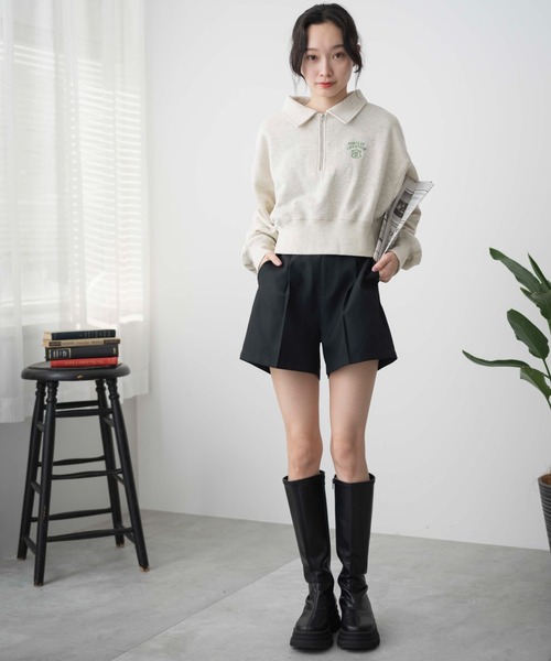 WEGO(ウィゴー)の「WEGO/ハーフZIP襟付きショートスウェット(スウェット・レディース・ホワイト/オートミール/杢グレー/オレンジ系その他2・FREE)」の7枚目の写真