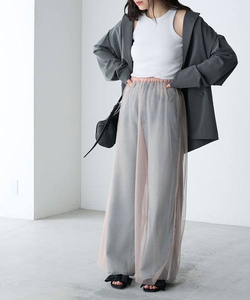 forksy.（フォルクシー）の「【forksy.】パワーショルダーダブルジャケット（テーラードジャケット・レディース・杢グレー/ネイビー・FREE）」の4枚目の写真