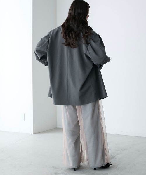 forksy.（フォルクシー）の「【forksy.】パワーショルダーダブルジャケット（テーラードジャケット・レディース・杢グレー/ネイビー・FREE）」の5枚目の写真