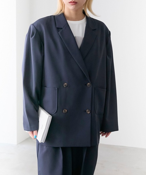 forksy.】パワーショルダーダブルジャケット（テーラードジャケット