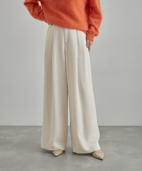 ROPE'（ロペ）の「【一部店舗限定】ダブルクロス2タックワイドパンツ（その他パンツ・レディース・オフホワイト/ネイビー・38）」の3枚目の写真