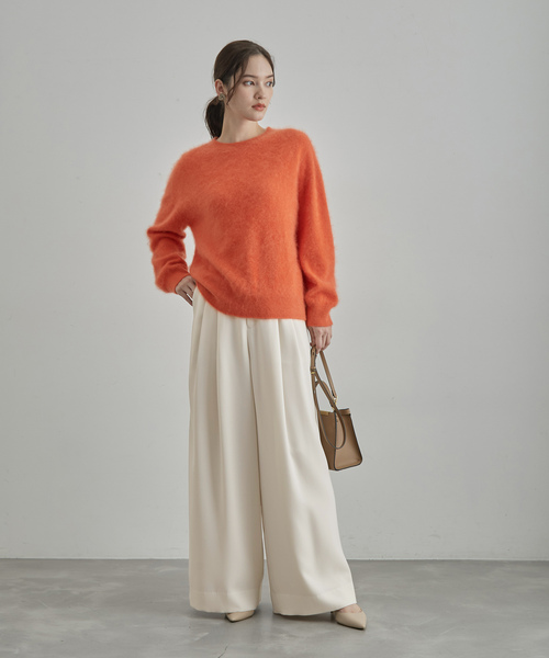 ROPE'（ロペ）の「【一部店舗限定】ダブルクロス2タックワイドパンツ（その他パンツ・レディース・オフホワイト/ネイビー・38）」の7枚目の写真