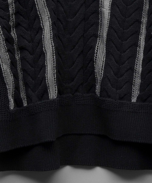 MAISON SPECIAL(メゾンスペシャル)の「《UNISEX》Cable Knitting Sheer Intarsia Prime-Over V-Neck Knit Vest/ケーブルシアーインターシャプライムオーバーVネックニットベスト【MAISON SPECIAL/メゾンスペシャル】(ベスト・メンズ・レッド/ブラック・2/1)」の15枚目の写真