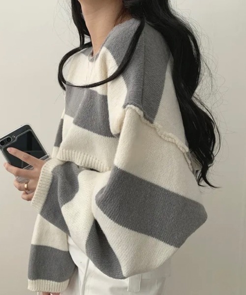 【大人の抜け感コーデに♡】CHANEL ボーダーサンダル SEN TOKYO ベスト ジレ コーデの主役に。マルチボーダーニット