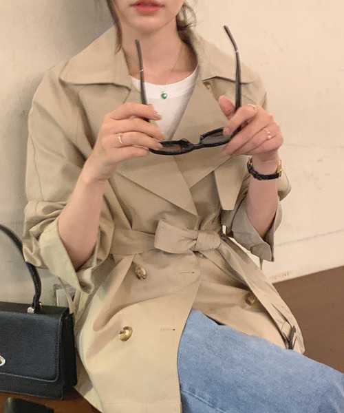 aimoha（アイモハ）の「トレンチジャケット（トレンチコート・レディース・カーキ/ブラック/ベージュ・FREE）」の3枚目の写真