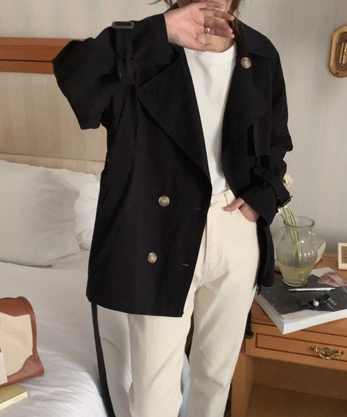 aimoha（アイモハ）の「トレンチジャケット（トレンチコート・レディース・カーキ/ブラック/ベージュ・FREE）」の14枚目の写真