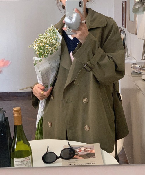 aimoha（アイモハ）の「トレンチジャケット（トレンチコート・レディース・カーキ/ブラック/ベージュ・FREE）」の4枚目の写真