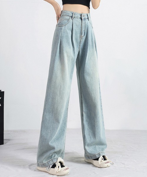 GEMEDA（ジェメダ）の「タックスーパーワイドデニムパンツ（デニムパンツ・レディース・ライトブルー/ブルー系その他/ベージュ/ホワイト・S/M/L）」の13枚目の写真