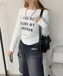 サイドドロストロゴショート丈Tシャツ