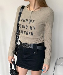 サイドドロストロゴショート丈Tシャツ
