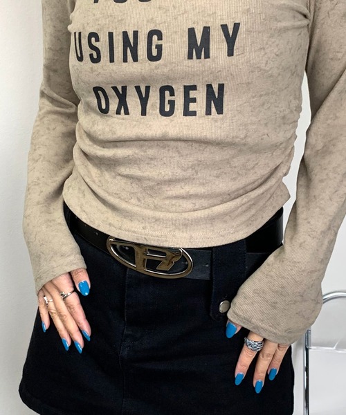 non-hedge(ノンヘッジ)の「サイドドロストロゴショート丈Tシャツ(Tシャツ/カットソー・レディース・ブラック/ベージュ/カーキ/オフホワイト/チャコールグレー・FREE)」の22枚目の写真