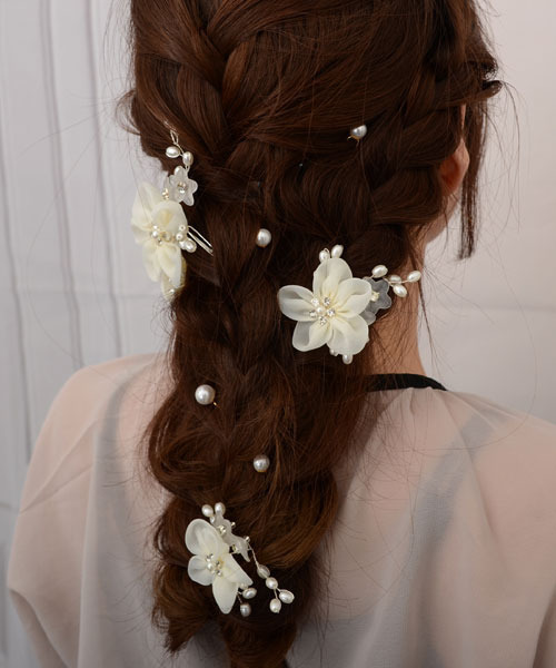yuuuuuページ　髪飾り　簪追加 float】フラワー パール かんざし/髪飾り/Uピン【3個セット/ドレス