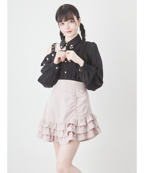 Ank Rouge(アンクルージュ)の「アシンメトリーフリルスカート(スカート・レディース・ブラック/ホワイト/ピンク・M)」の12枚目の写真